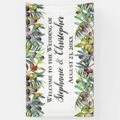 Savory Oliving Tuscan Waterverf Wedding Welcome Spandoek (Verticaal)