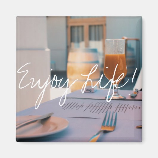 Savourez un Jus de Vie Restaurant Menu Magnet (Devant)