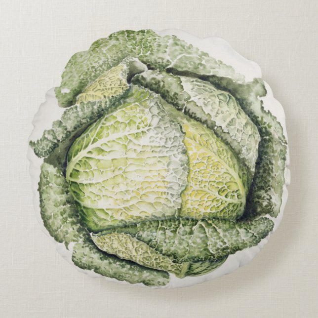 Savoy Cabbage Rond Kussen (Voorkant)