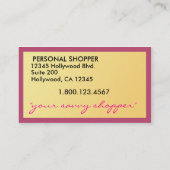 Savvy Shopper Personal Shopper Carte de visite (Dos)