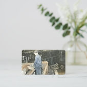 Sawmillarbeiders Magic Lantern Slide  Visitekaartje (Staand voorkant)