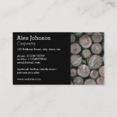 Sawn logs foto-carpentry zwart visitekaartje (Achterkant)