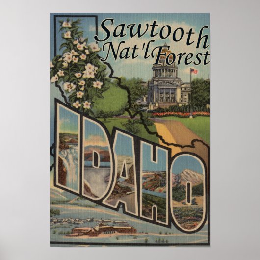 Sawtooth Nat'l Forest, Idaho - Grote letter Poster (Voorkant)