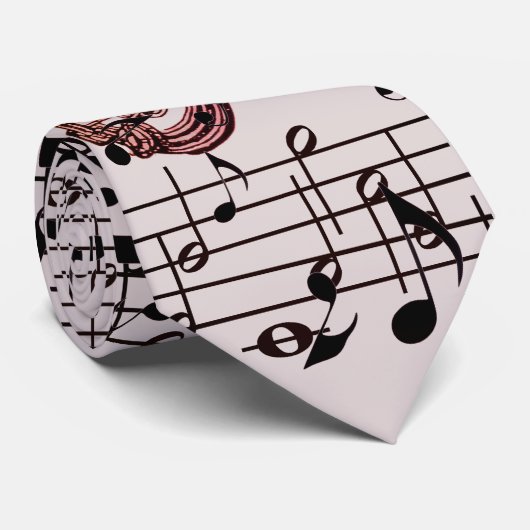 Sax And Music Notes Pattern Stropdas (Opgerold)