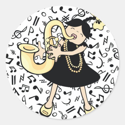 sax baby ronde sticker (Voorkant)