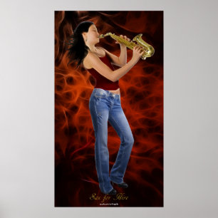 "SAX FOR HIRE" SAXOPHONE Music Lover Art Poster