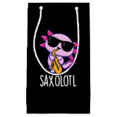 Sax-olotl Grappige Saxofoon Puns Donker BG Klein Cadeauzakje (Voorkant)
