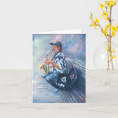 Sax-speler Kaart (Gele Bloem)