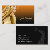 Saxaphone Orange Gradient Carte de visite (Devant / Derrière)