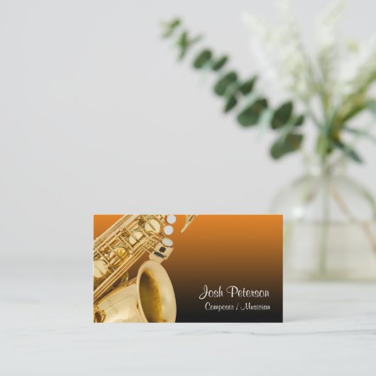Saxaphone Orange Gradient Carte de visite (Debout devant)