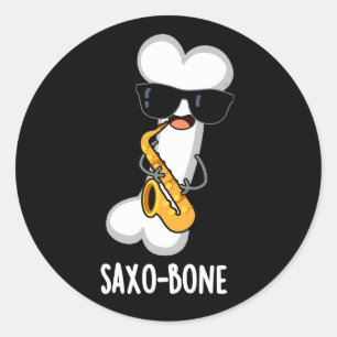 Saxo-bone Grappig bot grappig muziek woordspeling  Ronde Sticker