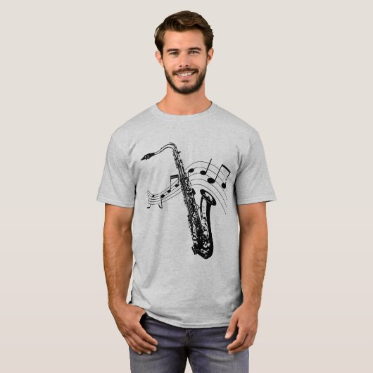 Saxo et T-shirt de notes (Devant entier)