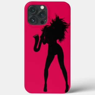 Saxo Jazz Music Girl - Uw kleur - Tekst iPhone 13 Pro Max Hoesje