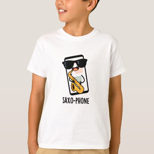 Saxo-telefoon Grappige Mobiele Puns T-shirt (Voorkant)