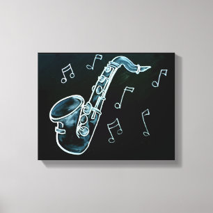 saxofon en Muzieknoten Canvas Afdruk