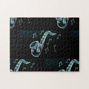 saxofon en Muzieknoten Legpuzzel