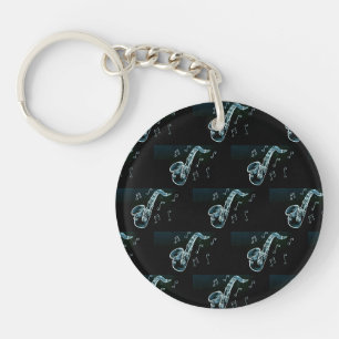 saxofon en Muzieknoten Sleutelhanger
