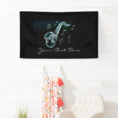 saxofon en Muzieknoten Spandoek (Insitu)