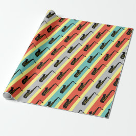  saxofone Cool Jazz Pattern Striped Retro Cadeaupapier