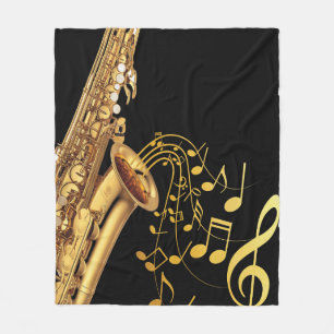 Saxofone en muzieknoot Saxophonist Musiciaanse ban Fleece Deken