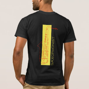 Saxofone minimalistisch zwart rood Modern Saxofoni T-shirt