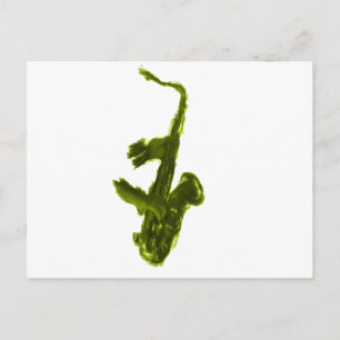 Saxofone-ontwerp, groene versie briefkaart