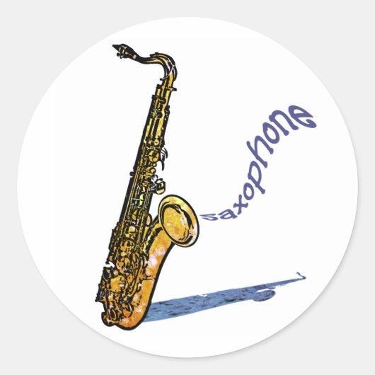 Saxofone Ronde Sticker (Voorkant)