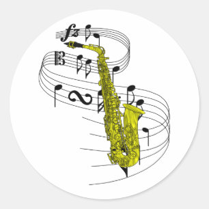 Saxofone Ronde Sticker