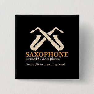 Saxofone - Saxophone Definition Vierkante Button 5,1 Cm