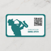 Saxofonist aangepaste QR-code Visitekaartje (Voorkant)