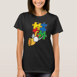 Saxofonist Autisme Bewustzijn Puzzle Saxophoni T-shirt