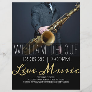 Saxofonist Live Muziek Saxofoon Concert Flyer