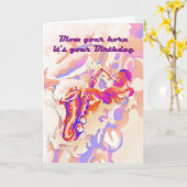 Saxofonist Verjaardag Kaart (Gele Bloem)
