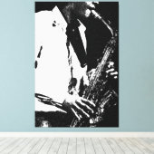 Saxofoon 40x60 (100x150cm) waccna canvas afdruk (Insitu (Houten vloer))
