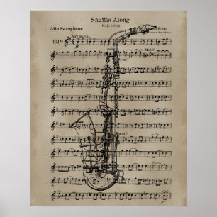 Saxofoon Bladmuziek Poster