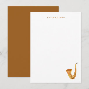 Saxofoon briefpapier - gepersonaliseerde saxofoon  notitiekaartje