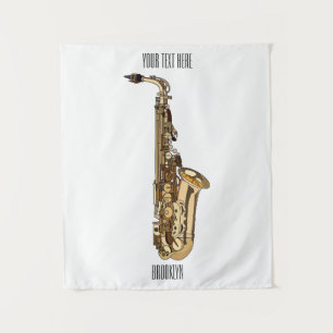 Saxofoon cartoon illustratie wandkleed