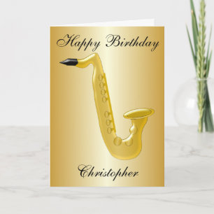 Saxofoon Design Personalised Birthday Kaart