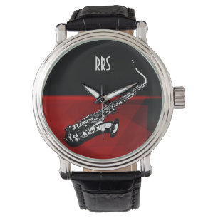 Saxofoon gepersonaliseerd Monogram Gift Watch Horloge