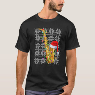 Saxofoon Kerstverlichting Santa Hoed Saxofoon Ugl T-shirt