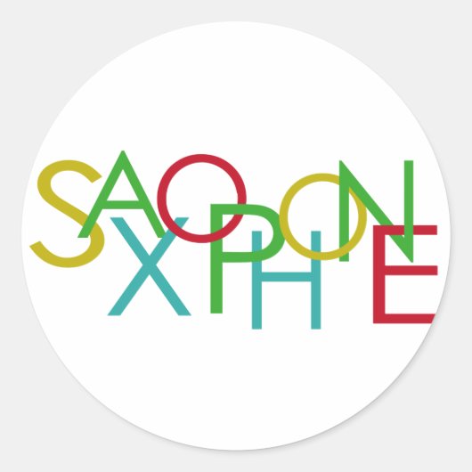 SAXOFOON Letters Ronde Sticker (Voorkant)
