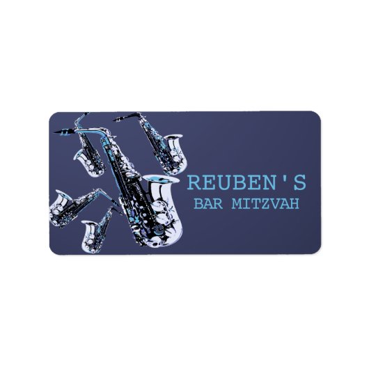 Saxofoon Mania Bar Mitzvah Etiket (Voorkant)