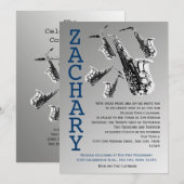 Saxofoon Music Bar Mitswa Kaart (Voorkant / Achterkant)