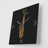 Saxofoon Music Themed Wall Clock Vierkante Klok (Hoek)