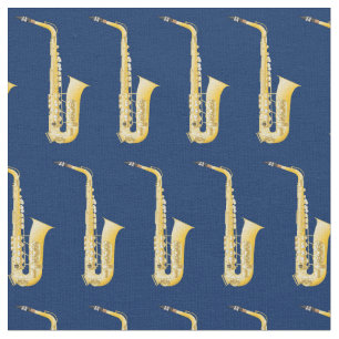 Saxofoon Musicus Kamer Decor Marine Blauw Stof