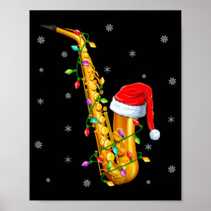 Saxofoon muziek liefhebber Kerstverlichting Kerstm Poster