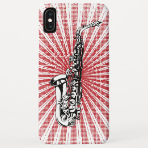 Saxofoon op Grunge Rode Sunburst iPhone XS Max Hoesje