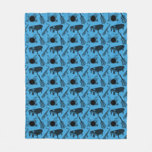 Saxofoon Piano Bas Drums Jazz Muzikant (Blauw) Fleece Deken