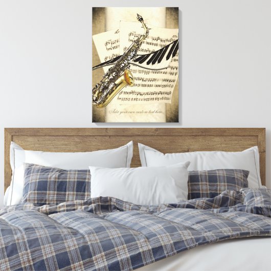 Saxofoon & Piano Gepersonaliseerd Muurcanvas Canvas Afdruk (Insitu (Slaapkamer))