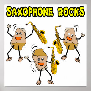 Saxofoon Rocks Poster